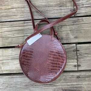 Anthropologie Faux Crocodile Circle Bag